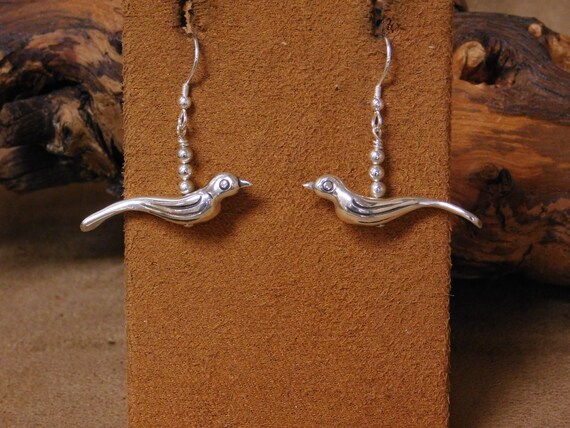 Vintage Sterling Silver Bird Wire Earrings