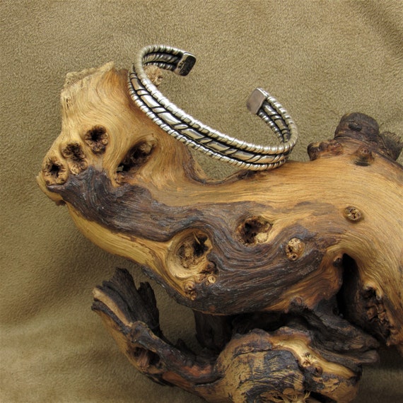 Sterling Silver Three Row Twisted Silver Cuff from