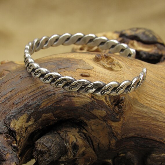 Southwest Sterling Silver Twisted Wire Cuff Brace… - image 3