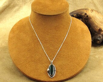 Sterling Silver and Malachite Pendant Necklace