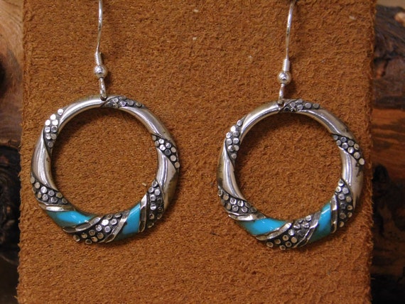Vintage Sterling Silver and Faux Turquoise Dangle… - image 2