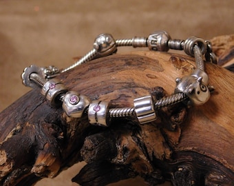 Vintage Sterling Silver Pandora Charm Bracelet