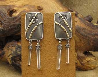Sterling Silver and Dangling Crystal Post Earrings