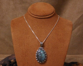 Vintage Labradorite Sterling Silver Necklace