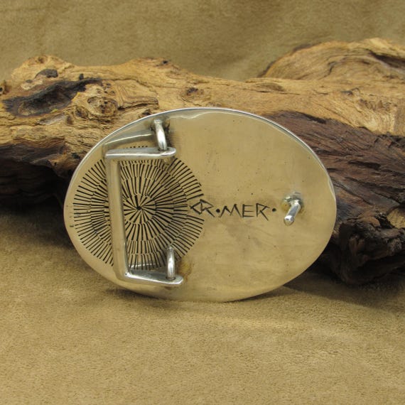 Sterling Silver and Inlay Yaqui Deer Dancer Belt Buckle by