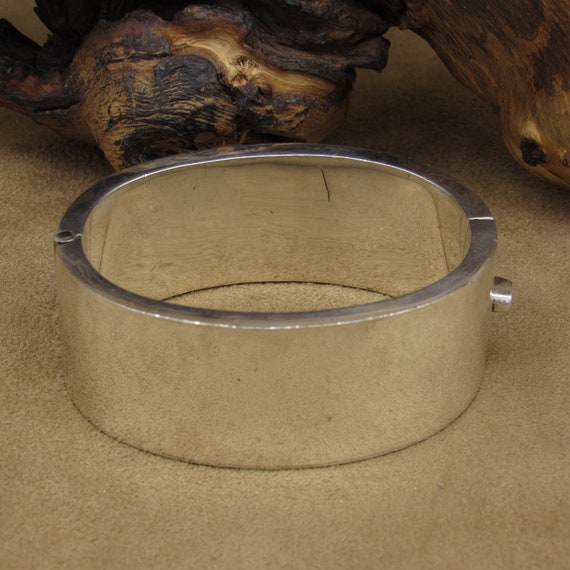 Heavy Sterling Silver Hinged Bangle Bracelet - image 1