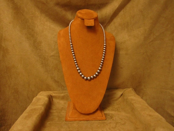 Vintage Sterling Silver Graduated Bead Necklace - image 1