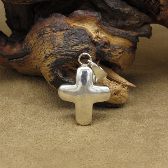 Sterling Silver Puffed Cross Pendant - image 1