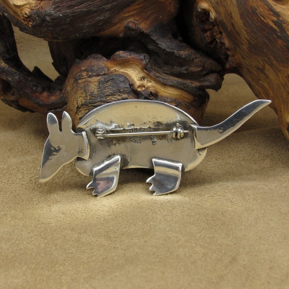 Vintage Sterling Silver Stamped Armadillo Pin - image 4