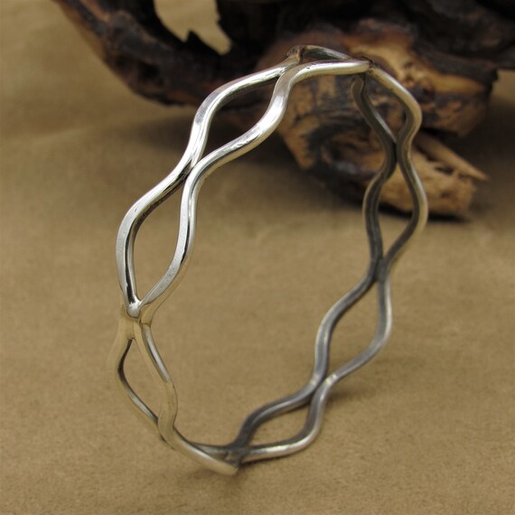 Sterling Silver Zig Zag Bangle Bracelet - image 4