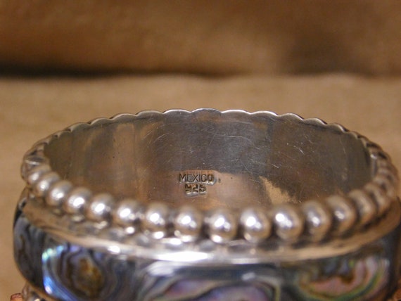 Vintage Sterling Silver Abalone Shell Bracelet - image 3