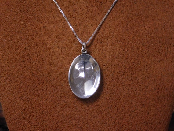 Vintage Sterling Silver Oval Shaped Necklace - image 3