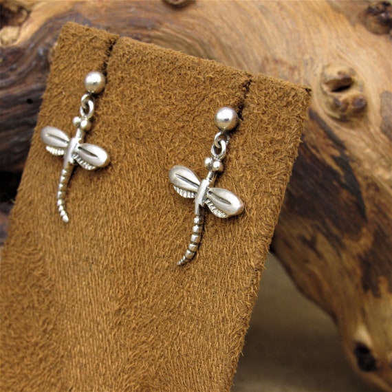Sterling Silver Dragonfly Dangle Post Earrings - image 4