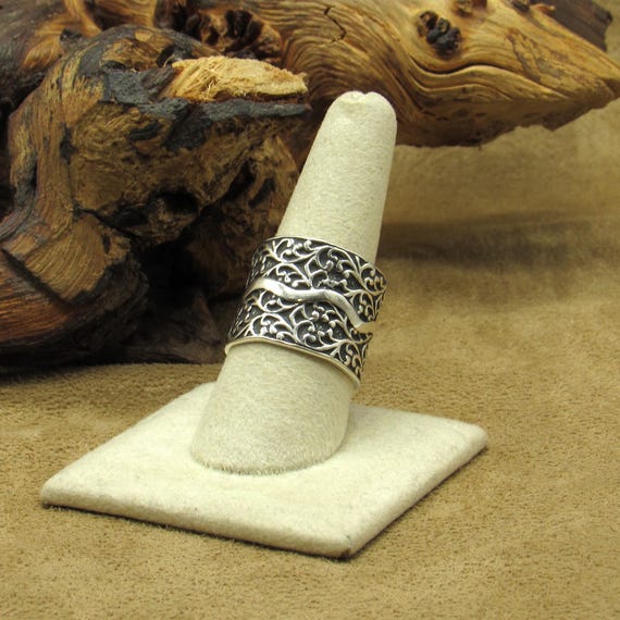 Wide Sterling Silver Solid Filigree Ring Made in … - image 2