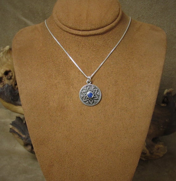 Sterling Silver and Lapis Necklace - image 1