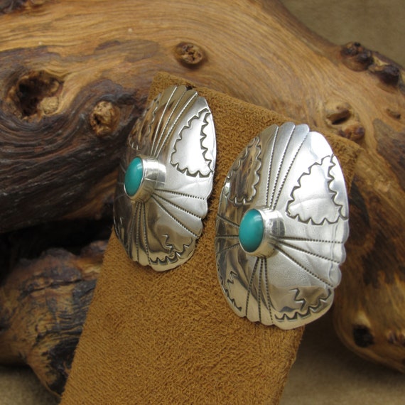 Sterling Silver and Turquoise Post Earrings - image 4