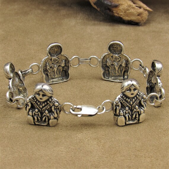 Sterling Silver Southwest Story Teller Link Brace… - image 4