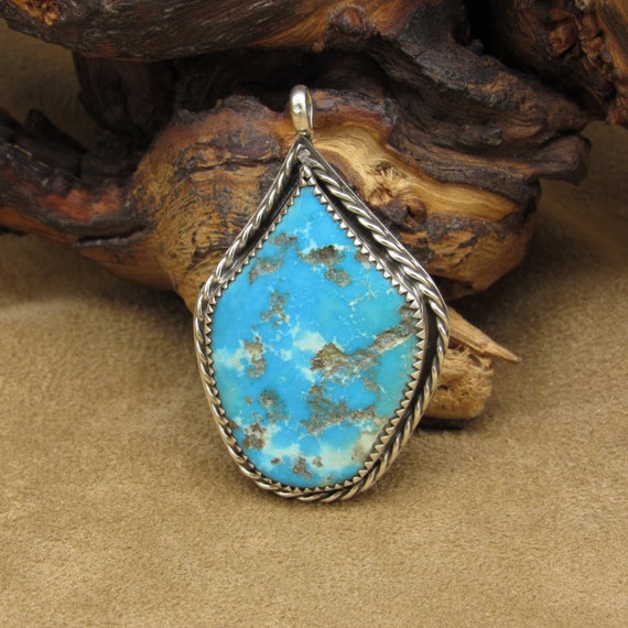 Large Southwest Sterling Silver and Blue Turquoise