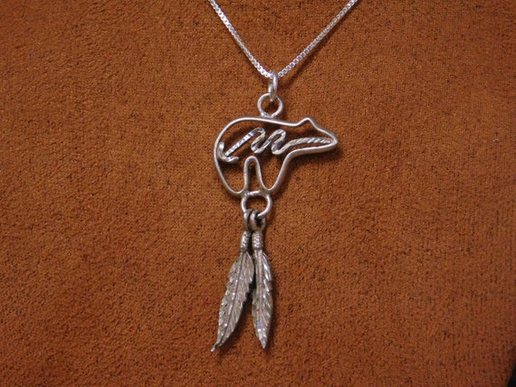 Vintage Sterling Silver Bear Necklace - image 2