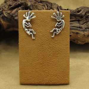 Sterling Silver Kokopelli Stud Earrings Signed KB