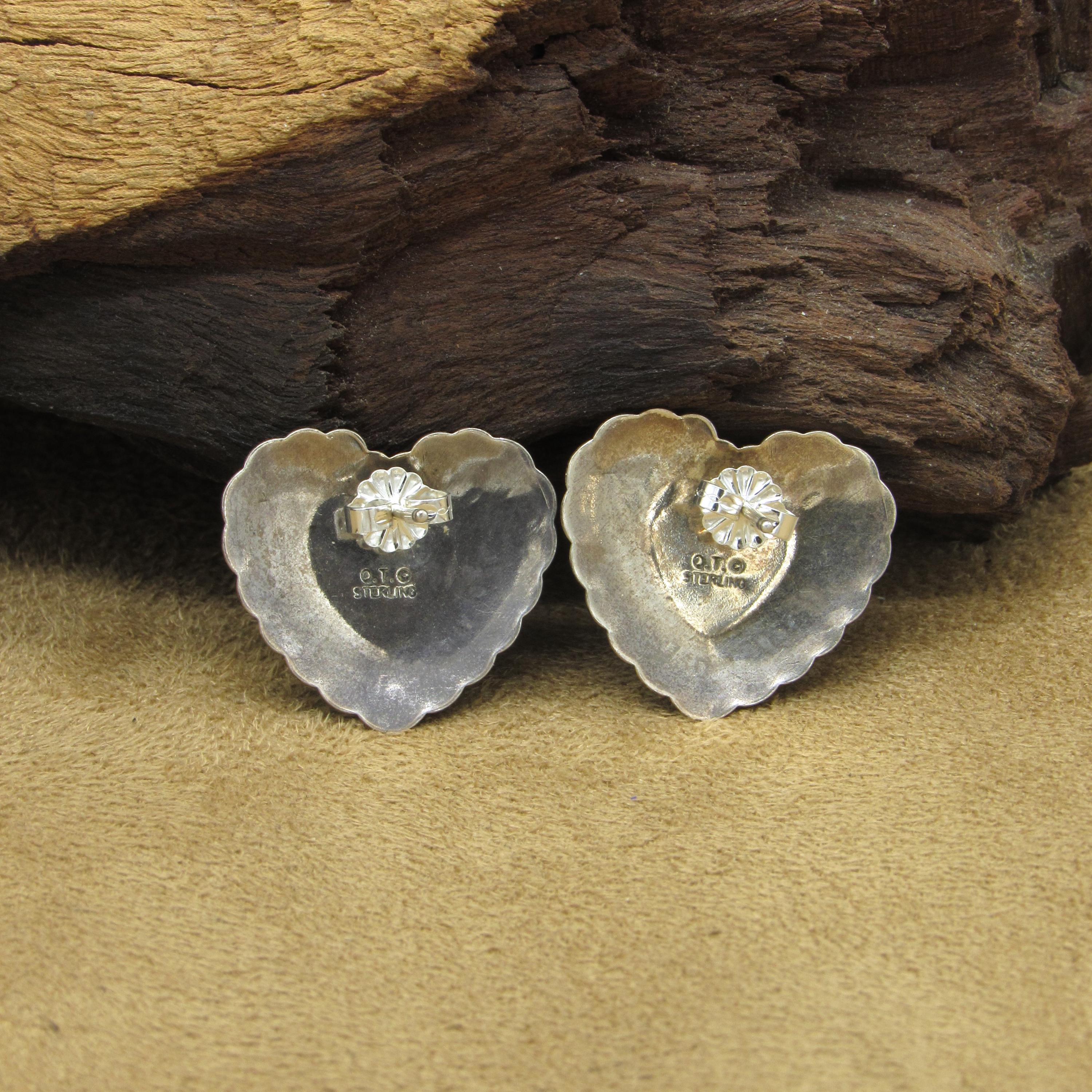 Sterling Silver Heart Azurite Scalloped Hair Barrette Item #989N1- Navajo Turquoise Stamped Symbols Sterling  main image 4