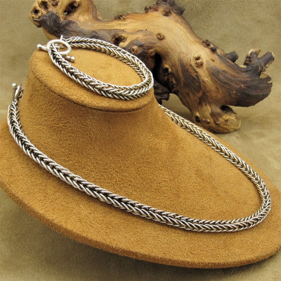 Sterling Silver Handmade Chains Toggle Necklace a… - image 4