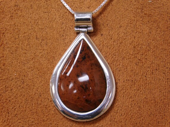 Vintage Sterling Silver Brown Necklace - image 2