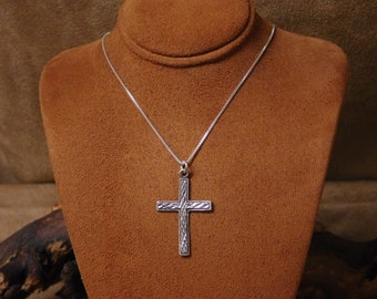 Vintage Sterling Silver Cross Necklace