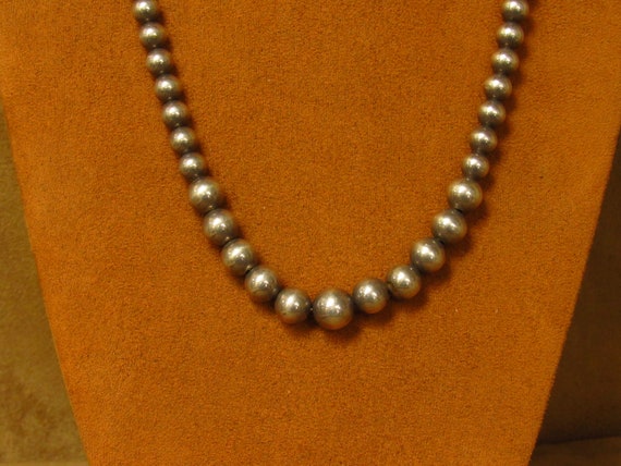 Vintage Sterling Silver Graduated Bead Necklace - image 2
