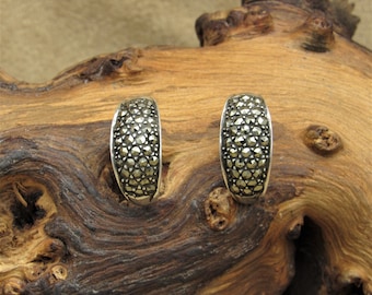 Sterling Silver and Marcasite Post Hoop Earrings