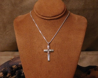 Vintage Sterling Silver and 12K Gold Cross Necklace