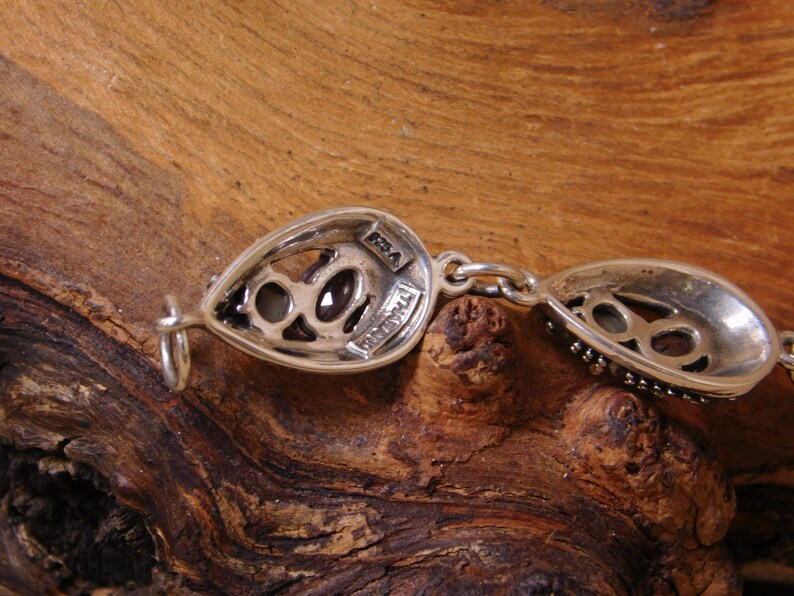 Vintage Amethyst Abalone and Marcasite Link Bracelet