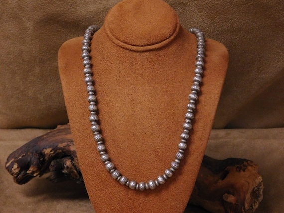 Vintage Sterling Silver Beaded Necklace - image 1