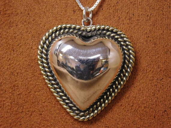Vintage Sterling Silver Heart Pendant - image 2