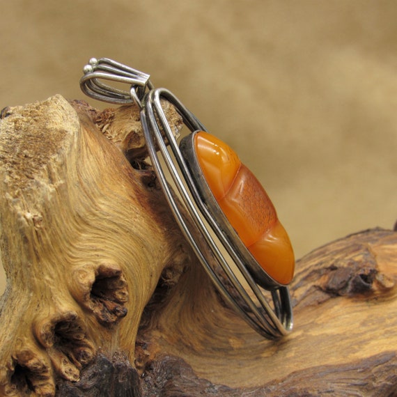 Sterling Silver and Amber Pendant - image 2