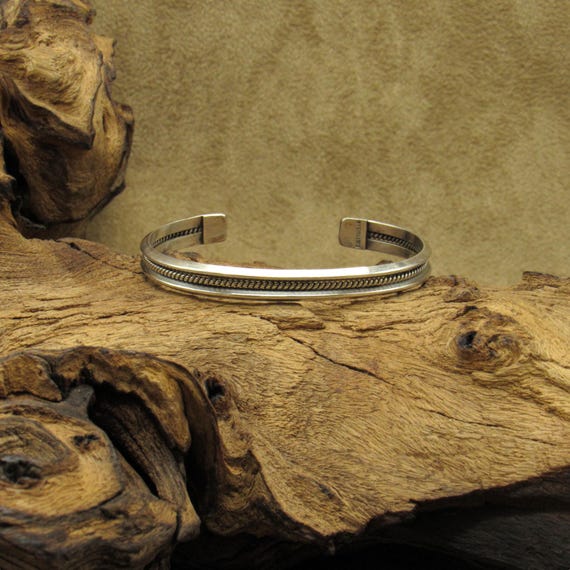 Classically Simple Sterling Silver Three-Wire Cuf… - image 1