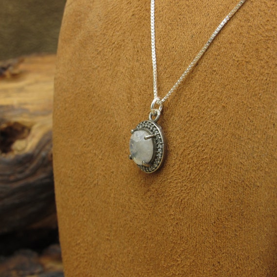 Pretty Sterling Silver and Faceted Moonstone Pend… - image 3