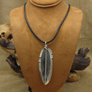 Vintage Sterling Silver Stamped Feather Necklace