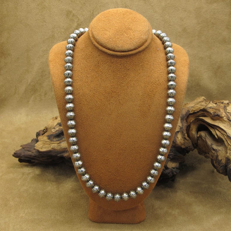 Sterling Silver Stamped Arrow Design Bead Necklace Etsy