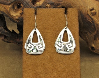 Sterling Silver Abalone Shell Inlay Earrings from Mexico