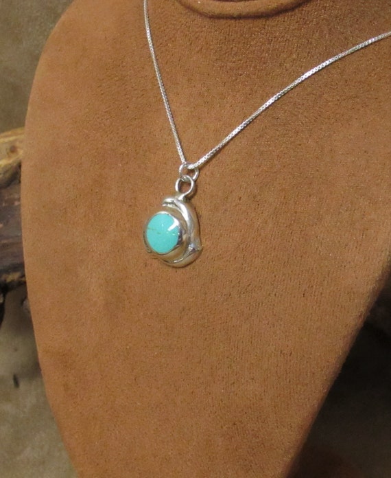 Pretty Sterling Silver and Turquoise Necklace fro… - image 3