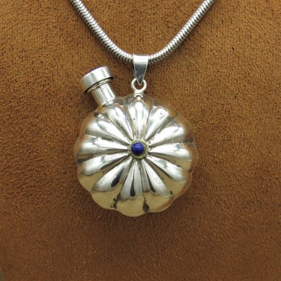 Beautiful Fluted Sterling Silver & Lapis Perfume … - image 2