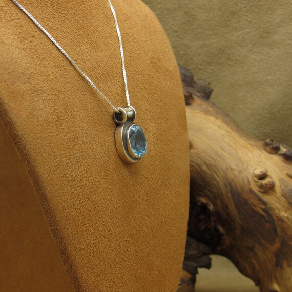 Vintage Sterling Silver and Blue Topaz Necklace - image 4