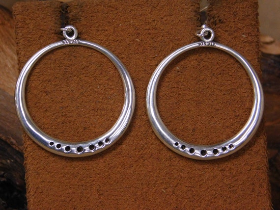 Vintage Sterling Silver Orange Circle Earrings - image 3