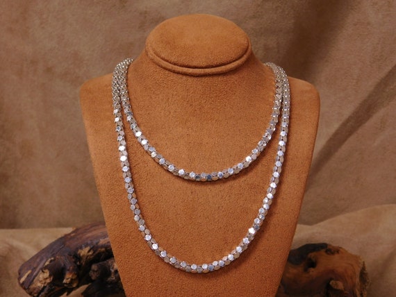 Long Vintage Sterling Silver Round Chain Necklace - image 2