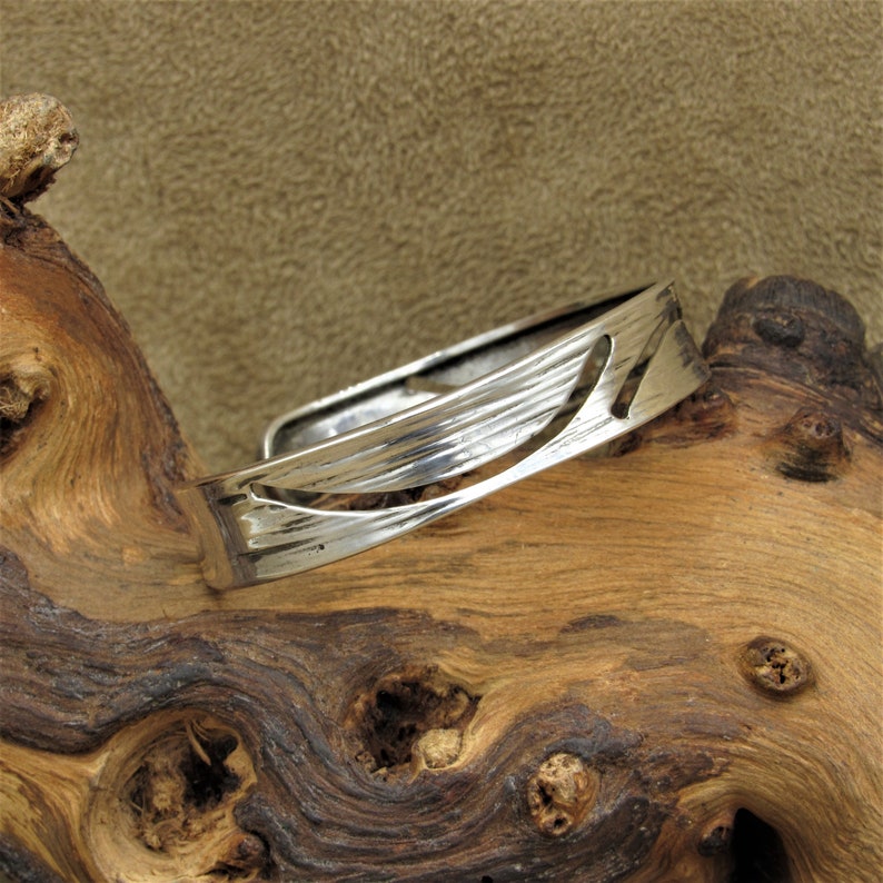 Sterling Silver Cuff Bracelet with Cut Out Design image 2