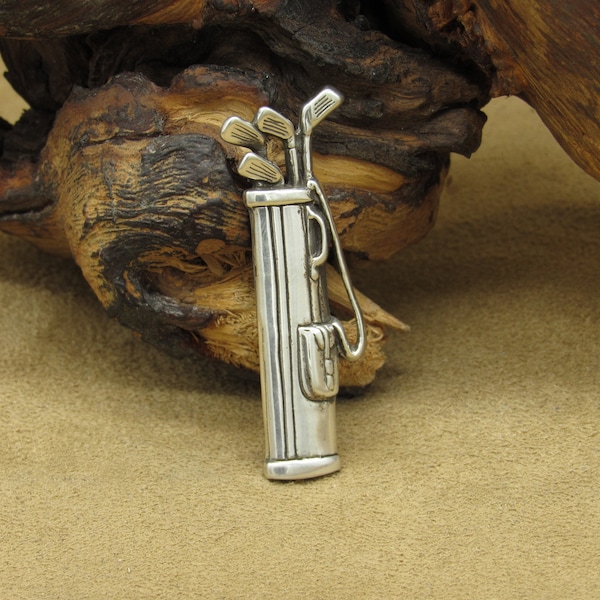 Sterling Silver Golf Bag and Clubs Pin