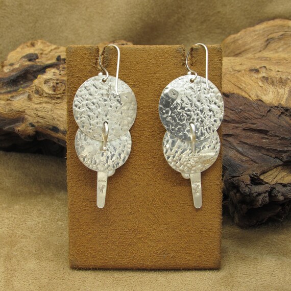 Sterling Silver Textured Dangle Wire Carolyn Poll… - image 5