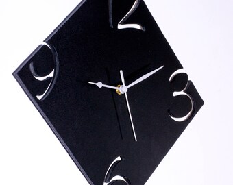 Unique Modern WALL CLOCK, Black Rumble