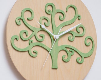 TREE of LIFE unique Modern CLOCK, housewarming gift.